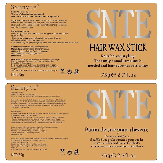 Slick Back Hair Brush & Hair Wax Stick Set - Frizz Control & Flyaway Smoothing - Sleek Ponytails, Buns, Edges - Styling Cream/Gel/Balm/Pomade Stick for Women - Styling Accessories for Girls & Kids