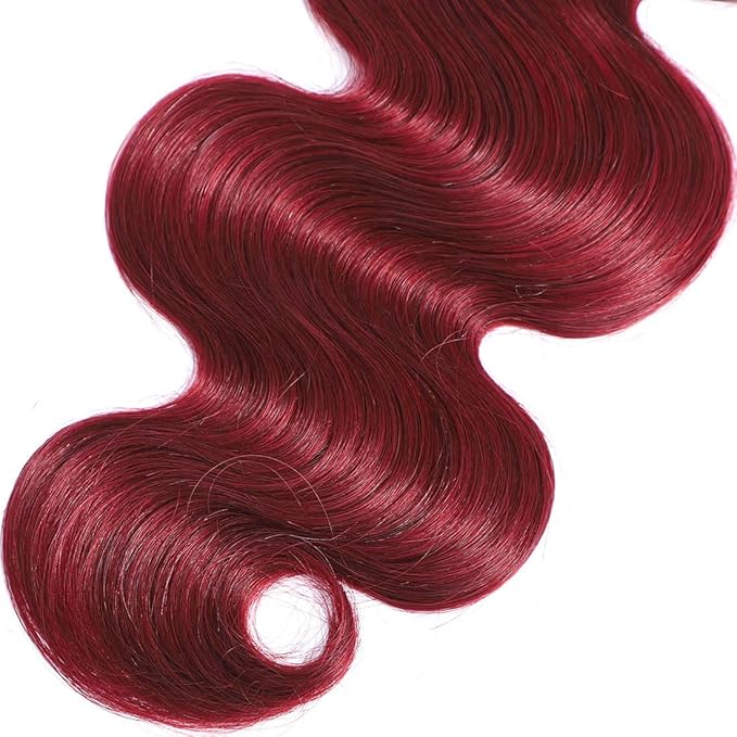 Ombre Human Hair Bundles 1b/99j Brazilian Two Tone Black and Burgund Ombre Body Wave 3 Bundles 10 12 14 inch 100% Unprocessed Virgin Human Hair Bundles Weaves Extensions for Women