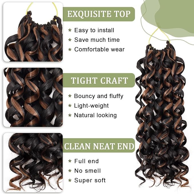 Vomella GoGo Curl Crochet Hair 8 Packs 12 Inch Water Wave Curly Crochet Hair for Women Short Beach Curl Synthetic Deep Twist Crochet Hair Extensions(P30#)