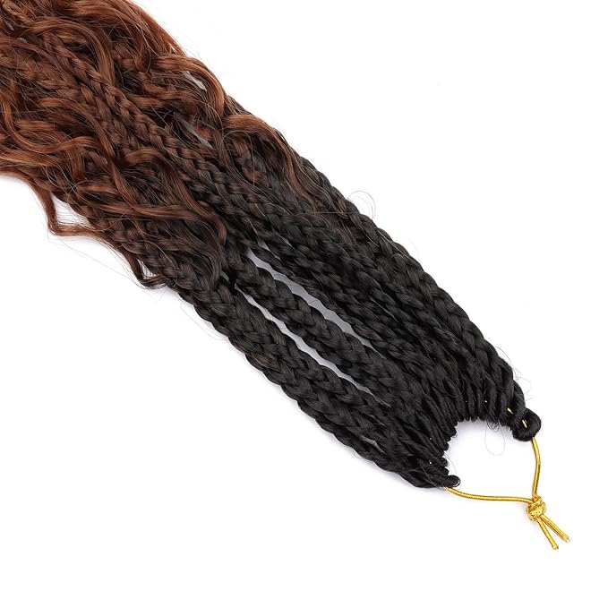 14 Inch Goddess Box Braids Crochet Hair for Black Women 8 Packs Crochet Box Braids Pre-looped Boho Box Braids Crochet Braids Synthetic Braiding Hair Extension 1b/30/27