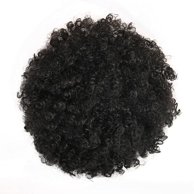 Afro Puff Drawstring Ponytail Extension for Black Women Short Afro Curly Ponytail Extension Clip On Kinky Drawstring Curly Ponytail Bun (2#)