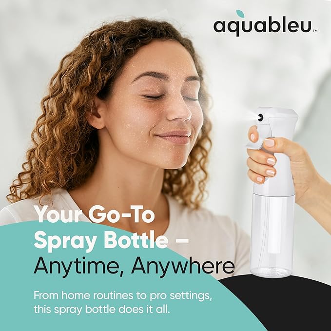 Aquableu Spray Bottle for Hair – 10-Pack Continuous Mist Spray Bottle for Hair Care, Styling, Cleaning, Plants, Pets & Essential Oils (Clear, 6.76oz/200ml)