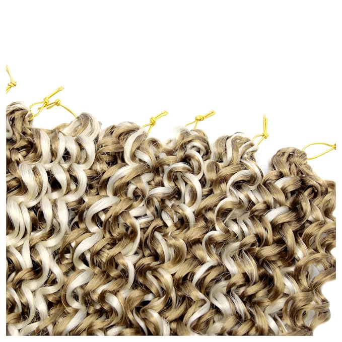 YXCHERISHAIR Curly Crochet Hair GoGo Curl Crochet hair for Women 8Packs Deep Wave Braiding hair,Synthetic Bohemian Crochet Braid Water Wave Crochet hair Extensions(P27/613, 18Inch)