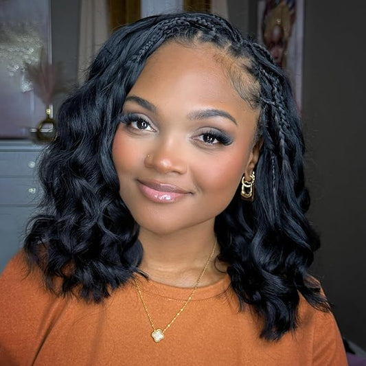 ToyoTress Ocean Wave Feather Crochet Human Hair - 16 Inch 250G Invisible Knotless Water Deep Wave Crochet Human Hair For Black Women Natural Color Braiding Hair (16 Inch, 1B-250G)