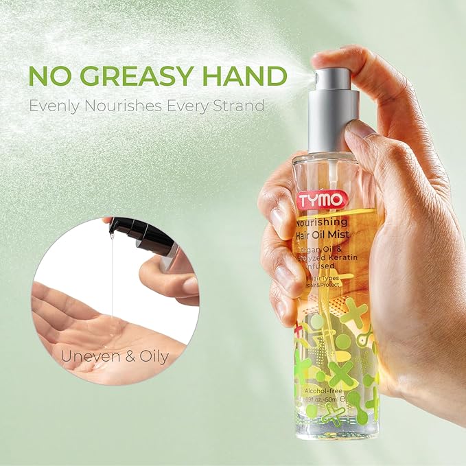 TYMO Argan Hair Oil Spray - Hydrating Natural 6 Blend Oil for Frizzy & Dry Hair, Organic Pure Formula, Daily Use Hair Treatment, Smooth Damaged Ends, Olive Oil & Vitamin E Infused, Pack of 3