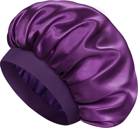 Satin Silk Bonnet for Sleeping, Double Layer Silk Sleep Cap for Men & Women, Soft Satin Lined Bonnet for Curly Hair