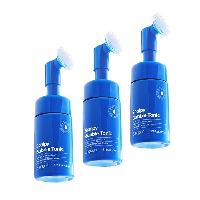 Bubble Hair Tonic — Leave-In Scalp Exfoliator Foam for Oily, Sweaty, or Itchy Roots — Clears Buildup & Sweat with No Residue — Cooling Relief with Menthol & Salicylic Acid (Pack of 3)