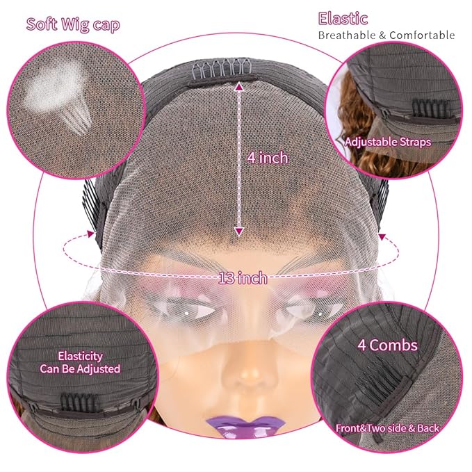 Chesma Honey Blonde 4/27 Ombre Lace Front Wig Human Hair 13x4 HD Highlight Deep Wave Lace Frontal Wigs Glueless Wigs 180 Density(22 Inch)