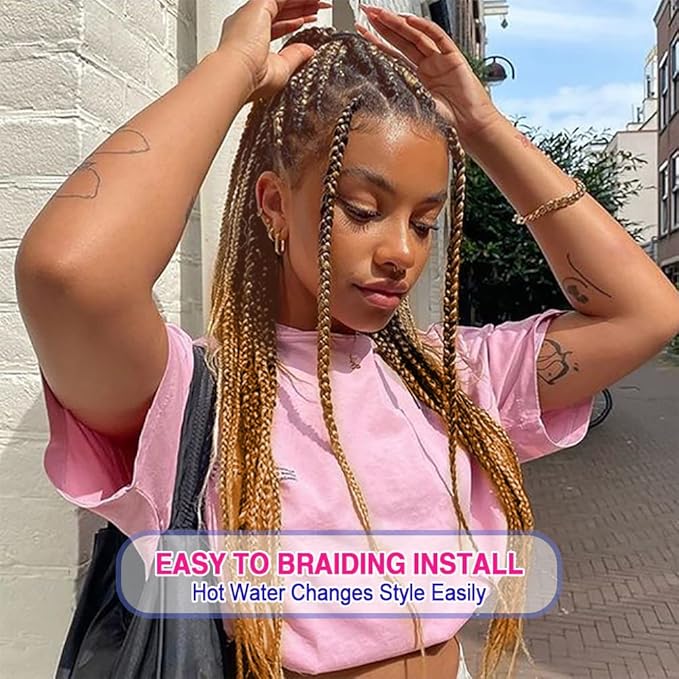 8 Pack Ombre Braiding Hair Pre Stretched - 20" 80G/Pack Premium Pre Stretched Braiding Hair Extensions, Professional Itch Free Hot Water Setting Yaki Texture Prestretched Hair (1B27)