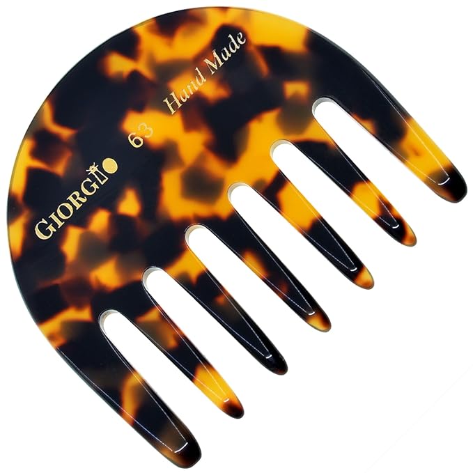 Giorgio G63 Wide Tooth Detangling Hair Comb, Pocket and Travel Comb for Thick Hair - Handmade, Saw-Cut, and Polished for Wet and Dry Everyday Care