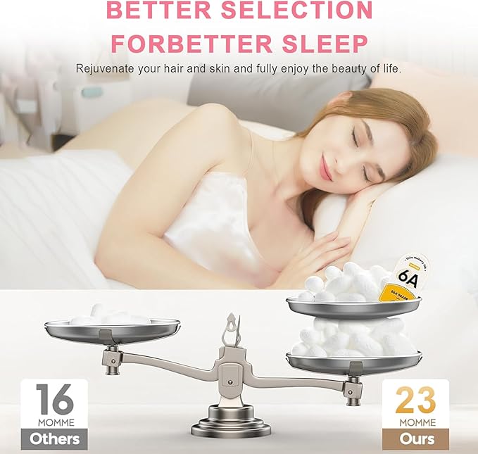 100% Silk Pillowcase 2 Pack for Hair and Skin, Both Sides 23 Momme Grade 6A+ Mulberry Silk Pillowcases with Hidden Zipper, Soft&Smooth Cooling Pillow Cases (White, Standard 20×26)