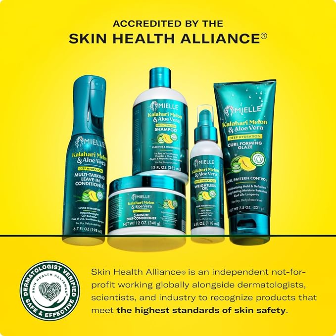 Mielle Organics 2-Minute Deep Conditioner - Kalahari Melon & Aloe Vera Moisturizing Hair Conditioner for Dry, Curly and Textured Hair - Softening, Detangling & Fast-Acting Deep Conditioning, 12 Ounce