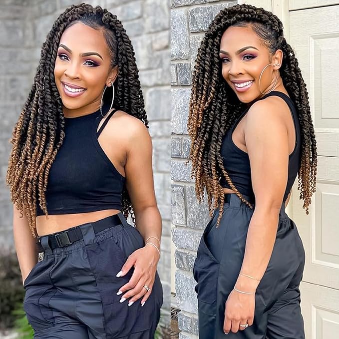 Lady Miranda Passion Twist Hair 18 Inch Jerry Curl Crochet Hair 3X Braid Hair Passion Twist Crochet Hair for Black Women Afro kinky Curly Braiding Hair Extensions (T30#)