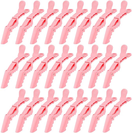 Ondder 24 Pack Large Alligator Clips for Hair Sectioning, Coloring, Cutting - Pink Pro Salon Barber Hair Styling Accessories for Women and Men