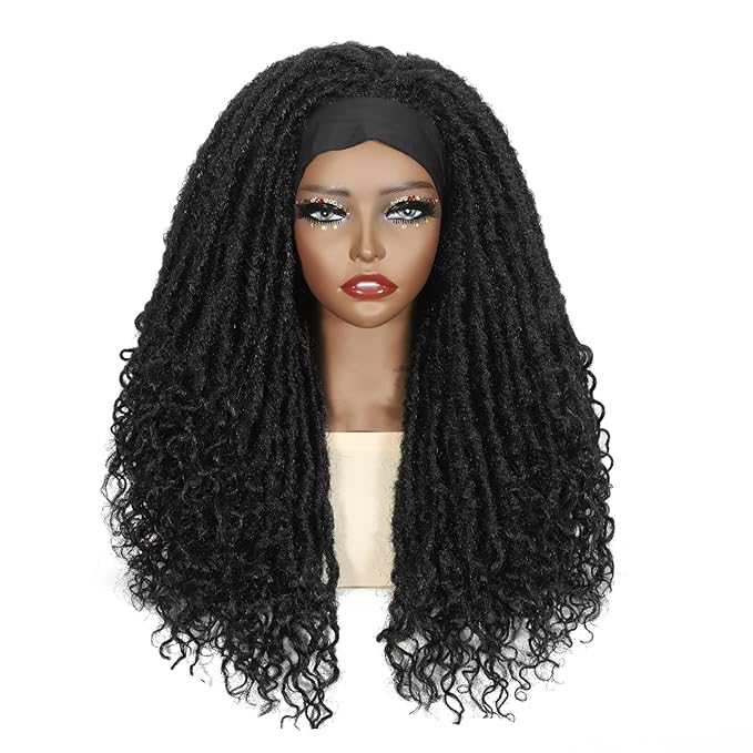 24 Inch Crochet Hair, Crochet Braids with Curly Ends, Goddess Locs Crochet Hair Light Weight & Soft for Women (Black)