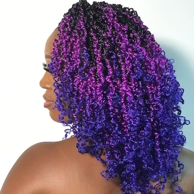 COOKOO 8 Inch 8 Packs Pre Looped Soft Yanky Twists Crochet Hair for Women Pre-twisted Passion Twists Crochet Braids with Curls Spring Twist Crochet Hair Extensions Twist Crochet Braiding Hair 49#