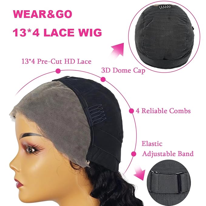 SENSAIRUITE 32 Inch Glueless Wigs Human Hair Pre Plucked Pre Cut 13x4 HD 180% Density Curly Human Hair Wig Wear and Go Glueless Wig Deep Wave Lace Front Wigs Human Hair Frontal Wigs for Women