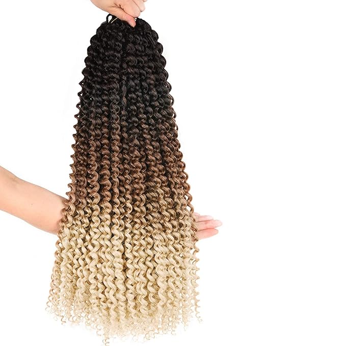 7 Packs Passion Twist Hair 22 Inch Water Wave Synthetic Curly Braids for Passion Twist Crochet Braiding Hair Long Bohemian Curly Hair (22inch, 1B/brown/honey blonde)