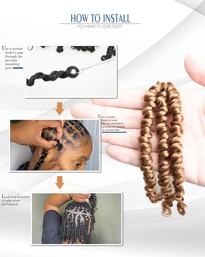 Short Passion Twist Crochet Hair for Black Women and Kids,Pre-Twisted Pre Looped Passion Twist Hair,4 Inch 8 Packs Blonde Short Bob Spring Twist Bohemian Braids Hair Extensions(4"-8P,27#)