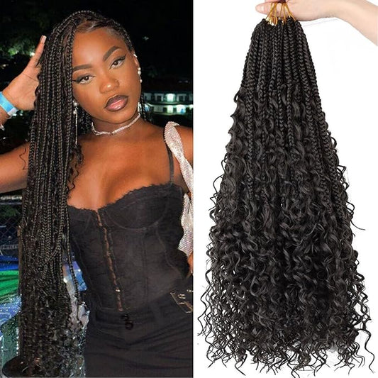 24inch Goddess Box Braids Crochet Hair 8 Packs Synthetic Braiding Hair Extensions for Black Women