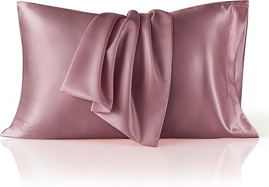 Bedsure Satin Pillowcase 2 Pack Similar to Silk Pillow Cases Standard Size, Pillow Case for Sleeping Women with Envelope Closure, Gifts for Women Men, Nostalgia Rose, 20x26 Inches, 2pcs