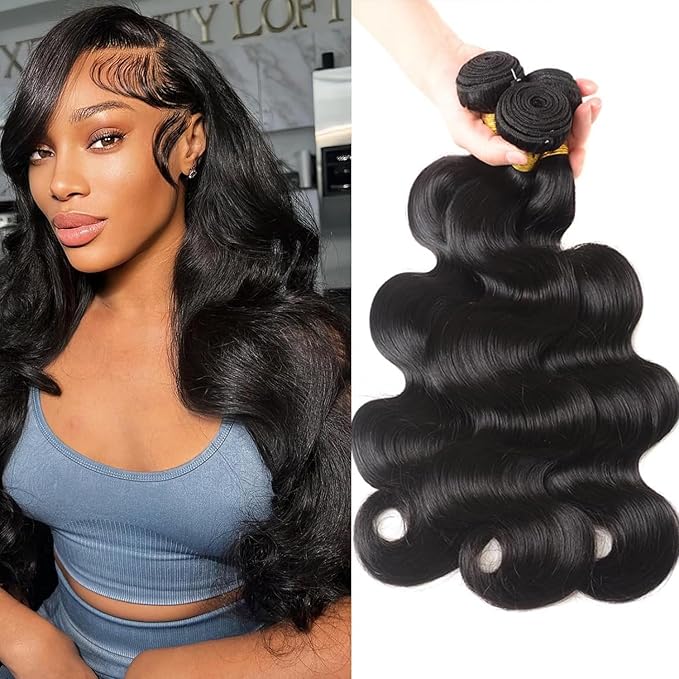 12A Human Hair Bundles Body Wave 100% Unprocessed Brazilian Virgin Hair 3 Bundles Human Hair Extensions Quick Weave Human Hair (18 18 18 Inch)