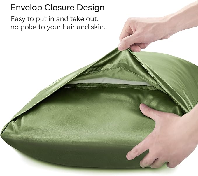 BEDELITE Satin Body Pillow Cover, Super Soft and Cooling Body Pillow Pillowcase for Hair and Skin, Breathable Silky Full Long Pillowcase Cover(20"x54", Cedar Green)