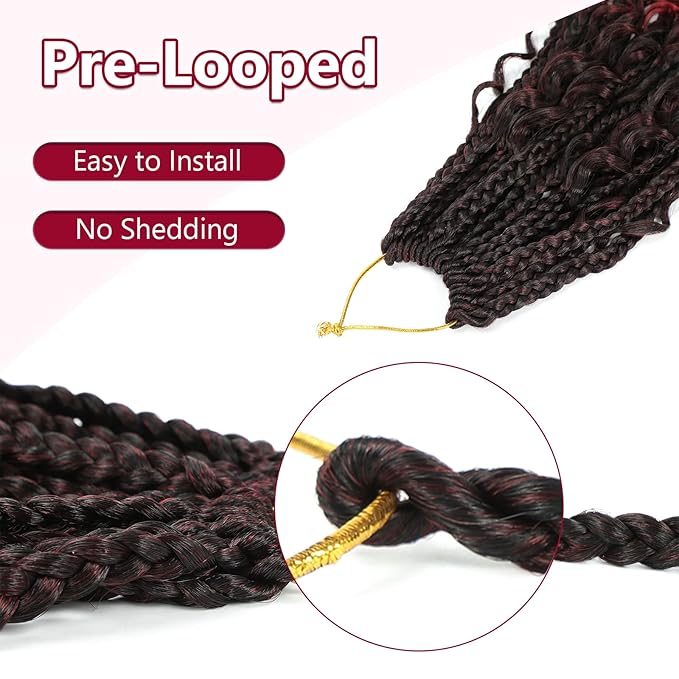 8 Packs Box Braids Crochet Braids Curly Ends 14 Inch Goddess Box Braids Crochet Hair Synthetic Crochet Hair Extensions (14(8Packs), 1B/Bug)