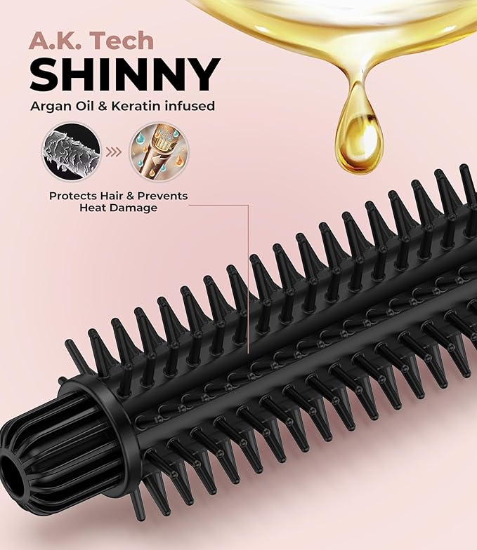 Farery 1 Inch Thermal Brush Curling Iron for Smooth Natural Curls – Anti-Scald Hard Bristles, Lightweight, One-Button Start, Dual Voltage Travel Hair Tool with 360° Swivel Cord, 410°F Fast Heat