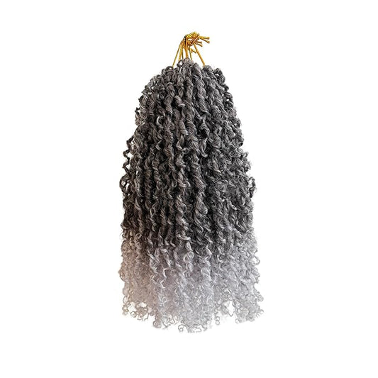 8 Inch Pre-Looped Yanky Twist Crochet Hair, 30 Strands/Pc, Mini Passion Twists, Senegalese Braiding Hair (TGrey, 8 Pcs/Pack)