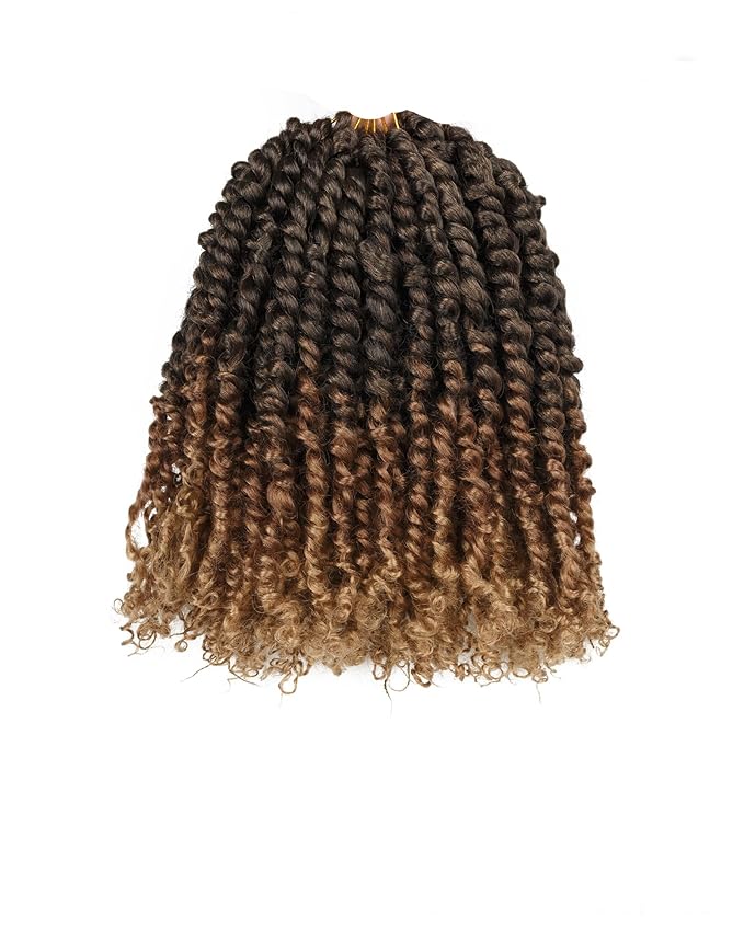 10 Inches 2 Packs Passion Twist Crochet Hair for Black Women and Kids-3 Tones Ombre Black to Brown Blonde, Pre Looped Pretwisted Crochet Hair,Soft Lightweight Hair Extension(10"-2 Packs,T1B/30/27)