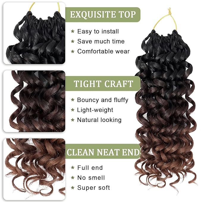 Vomella GoGo Curl Crochet Hair for Black Women 8 Packs 8 Inch Water Wave Beach Curl Synthetic Deep Twist Curly Crochet Hair Extensions T1B/4/30