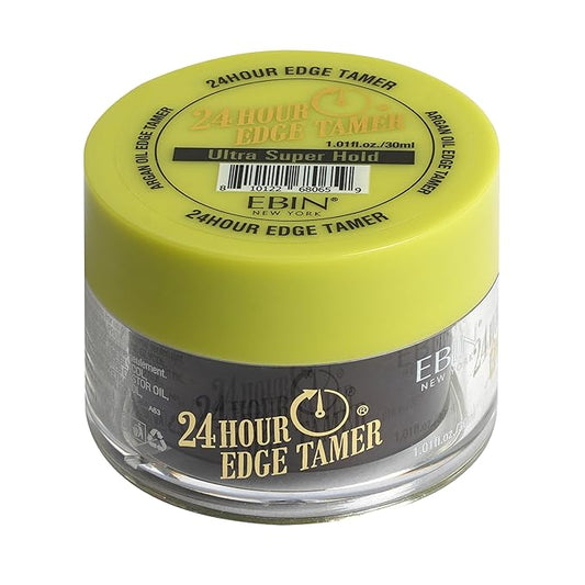 EBIN NEW YORK 24 Hour Edge Tamer Ultra Super Hold 1.01Fl Oz Strong Edge Control Gel, No Flaking, Sleek Smooth Finish, Long Lasting, Argan & Castor Oil