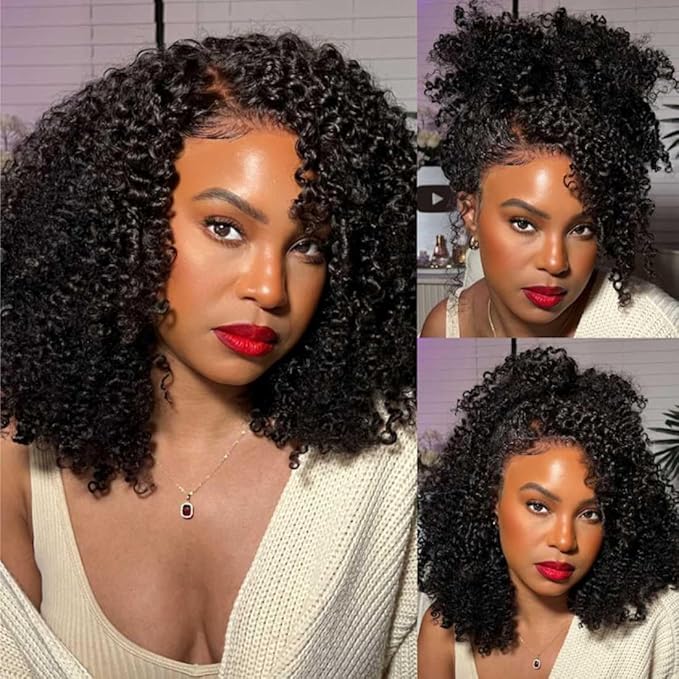 Beauty Forever Bye Bye Knots Wig 7x5 Pre Everything 4C Kinky Curly Edges Put on and Go Glueless Wigs with Invisible Knots Pre Cut Lace Human Hair Wig Pre Plucked 180% Density Natural Color 20inch