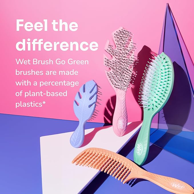 Wet Brush Go Green Curl Detangler Hair Brush - Black - Ultra-Soft IntelliFlex Detangling Bristles Glide Through Tangles with Ease - Great For Curly Hair - No Split Ends & Pain-Free (Pack of 2)