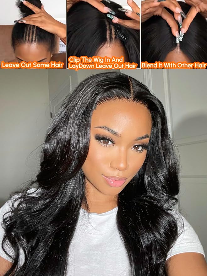 Julia Hair EasiContour V Part Wigs Human Hair Body Wave Glueless Wig No Leave Out No Gel Clip in Vpart Upgrade U Part Human Hair Wigs Beginner Friendly Natural Vpart Wig 24 Inch