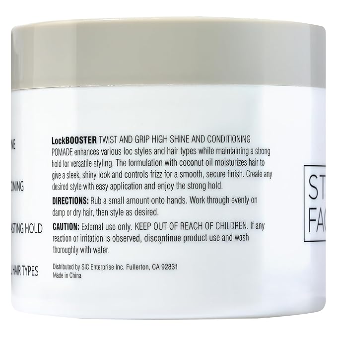 Style Factor Lock BOOSTER Twist & Grip Braid Gel (10.1 Oz.) with Coconut Oil — Strong Hold, Flake-Free, Frizz-Free Hair Braiding Gel for Defined & Long-Lasting Twists, Locs & Braids
