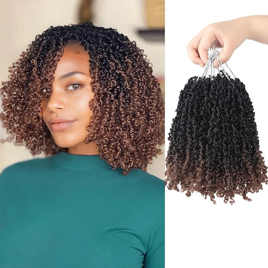 Yanky Twist Crochet Hair, PILLUGER Yaki Twists Hair Micro Spring Twist Braids,9 Packs Pre-looped passion Twist Brown Senegalese With Curls Crochet Synthetic Hair Extensions(OT30)