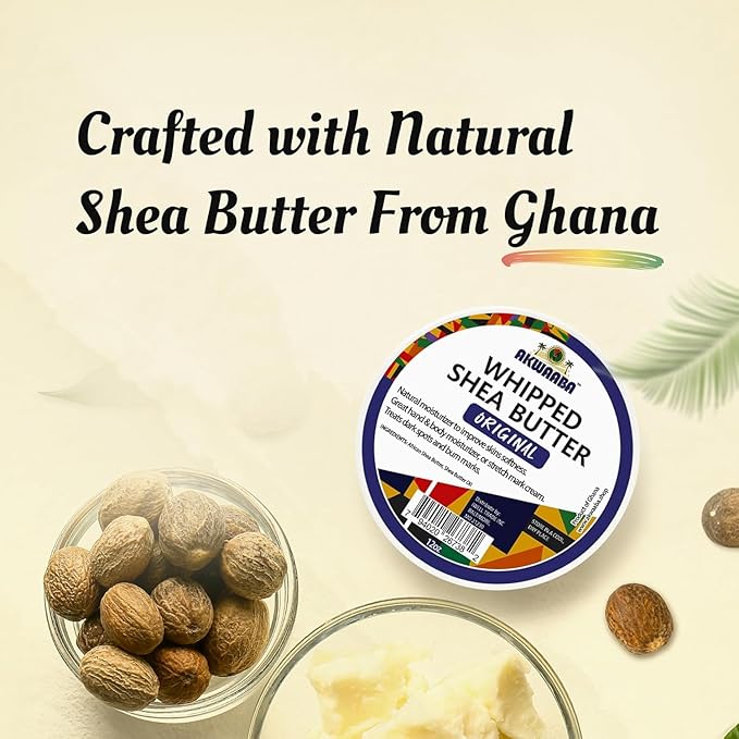 AKWAABA Whipped Shea Butter (Pink Sugar) – Nourishes & Moisturizes | Made with Shea Butter | No Dyes & Parabens | 12 oz / 340 g