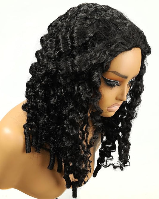 BEEOS Burmese Curly Half Wig Human Hair 16 Inch, 180% Density Drawstring Seamless Flip Over Glueless Half Wigs for Women, Tight Curl Beginner Friendly
