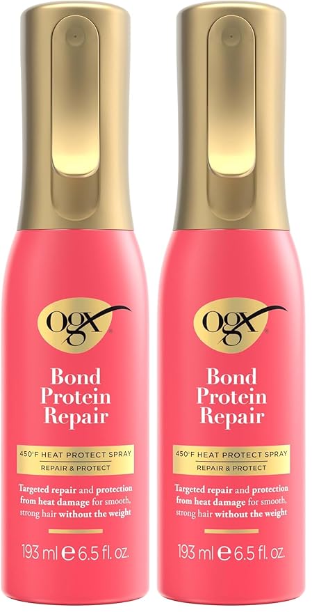 OGX Repair & Protect Bond Protein Repair 450°F Heat Protect Spray, Thermal Protection Spray for Targeted Damage Repair & Protection from Heat Damage, 6.5 fl. oz (Pack of 2)