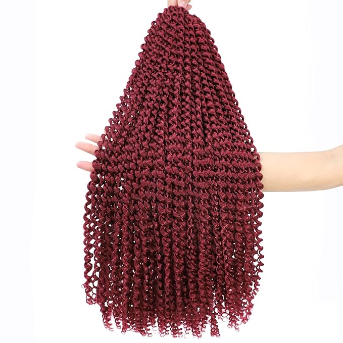 Alrence Passion Twist Hair 18 Inch 8 Packs Water Wave Crochet Hair Curly Braiding Hair For Butterfly Locs Long Bohe Crochet Braids (18 Inch (Pack of 8), BG#)