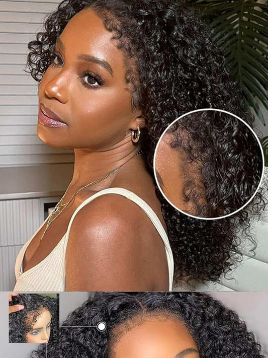 Beauty Forever Glueless Wigs Human Hair Pre Plucked Pre Cut Kinky Edge Hairline Bye Bye Knots 7x5 HD Lace Closure Wigs Jerry Curly Human Hair Wig Ready to Go Wig Bleached Knots 150% Density 22inch