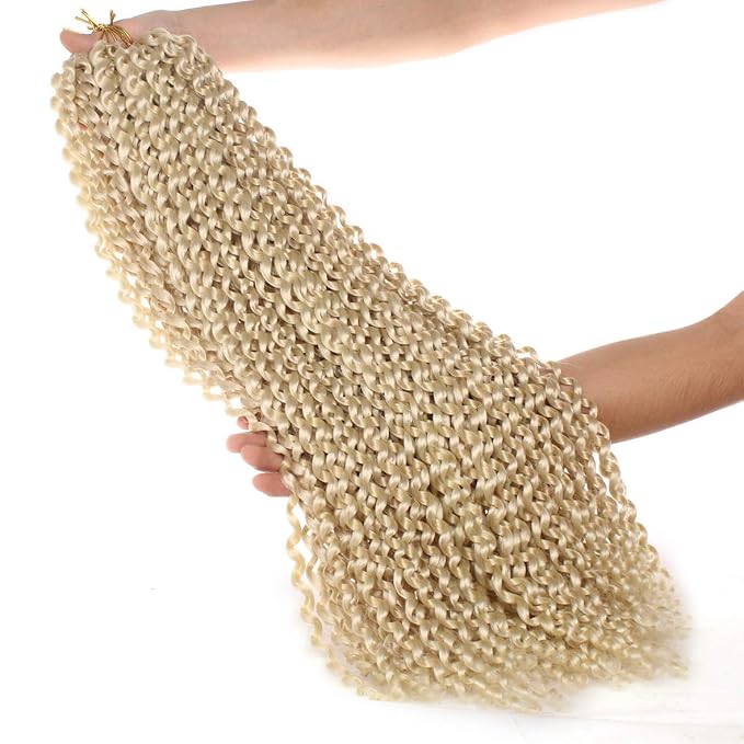 Leeven 24 Inch Long Water Wave Crochet Hair for Passion Twist 2 Packs Blonde Curly Bohemian Passion Twists Hair for Butterfly Locs Braiding Hair for Women 613#