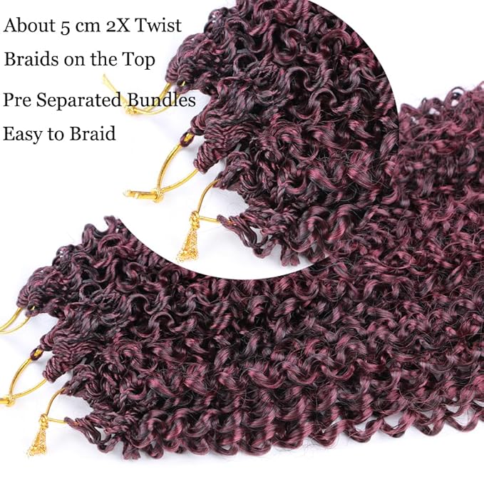 Passion Twist Hair Extensions Black to Burgundy Curly Crochet Hair 12 Inch Short Curly Braiding Hair 3 Packs Ombre Crochet Braids with Curls for Black Women(12",1B900)