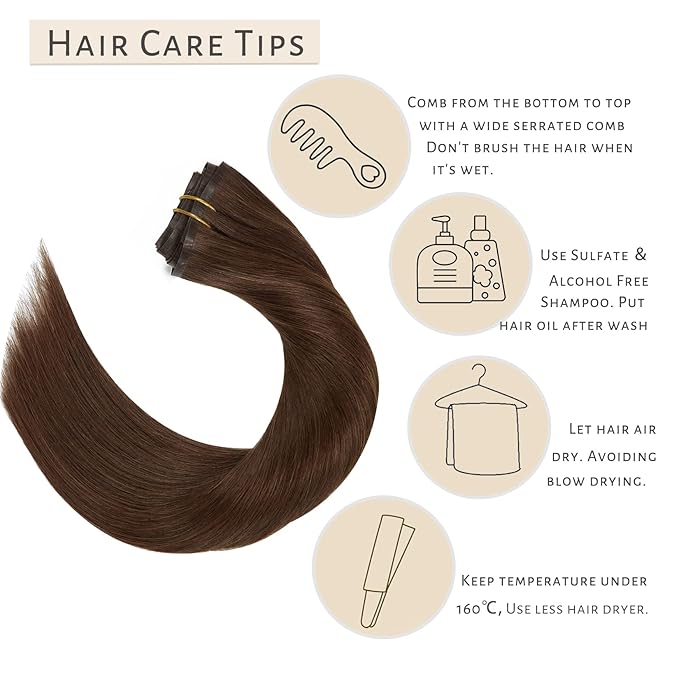 Caliee Seamless Clip in Human Hair Extension Skin Weft Seamless Hair Extensions Clip in 7Pcs Fluffy Not Tangled Remy Hair Extensions Medium Brown Straight Clip ins for Women 110G 20Inch