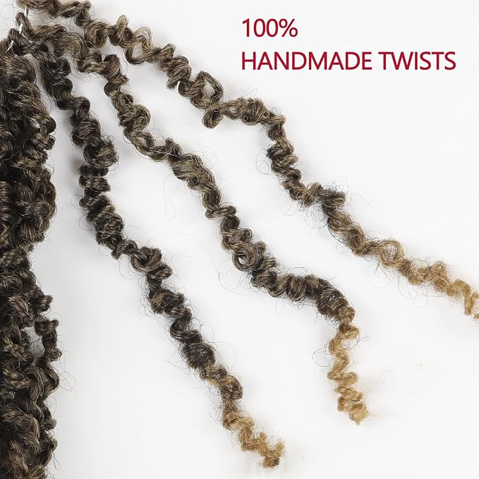 Yanky Twist Crochet Hair, PILLUGER Yaki Twists Hair Micro Spring Twist Braids,9 Packs Pre-looped passion Twist Brown Senegalese With Curls Crochet Synthetic Hair Extensions(T27)