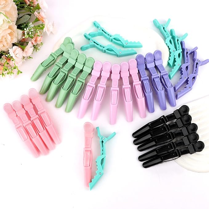 30 Pack Alligator Hair Clips for Styling, Sectioning Crocodile hair Clips Professional Barber Accessories for Salon of Thick Curly Volume Hair (Multicolored 1)