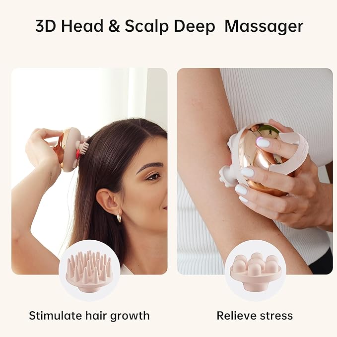 COMFIER Scalp Massager Hair Growth with 3 kneading Modes,Waterproof Hair Massage with 8 Claws for Deep Cleansing,Cordless Head Massager,Body Cat Head Scratcher,Christmas Gifts for Women,Men