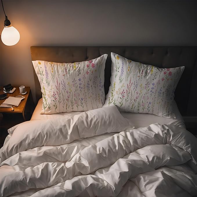 Satin Pillowcase Wildflowers and Plants Similar to Silk Pillow Cases for Hair and Skin, 1 Pack Soft Smooth Breathable Cool Pillow Cases, Standard Size with Hidden Zipper 20" x 26"